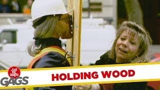 Holding the wood sheet - funny prank