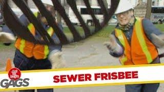Sewer cover frisbee - funny prank