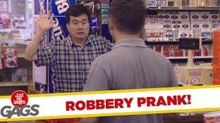Corner store robbery in progress