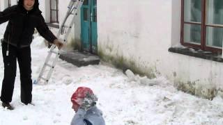 Guy removing snow from the roof