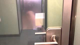 Crazy glass toilet door at Cafe Diglas